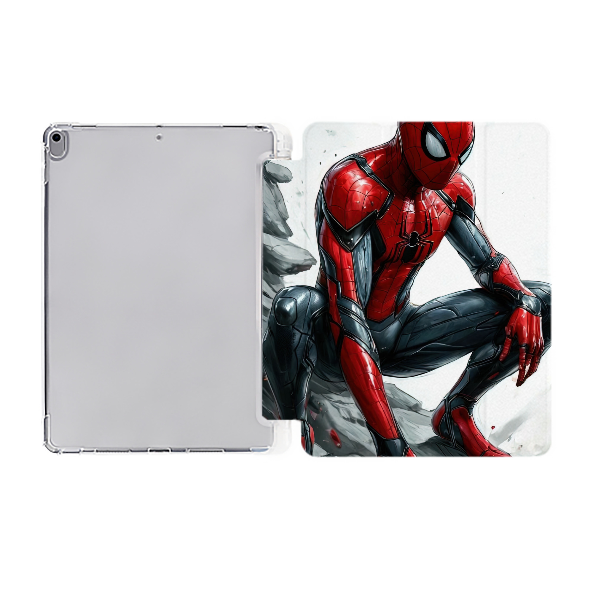 （画像用） Spider Man スパイダーマン IPad ケース ペン収納付き 三つ折りスタンド PUレザー×シリコン 対応機種9.5/10.5/10.9インチ